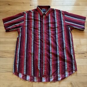 Wrangler Shirt Mens 3XLT Red White Aztec Western Cowboy Pearl Snap VTG Tall